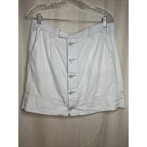 Anthropologie Paper Boy Skirt Gray Linen Blend Mini Skirt Button Front - Size 10